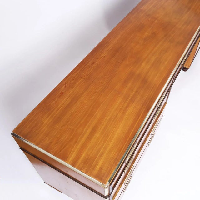 Mid 20th Century Campaign Style Desk or Credenza For Sale - Image 5 of 11