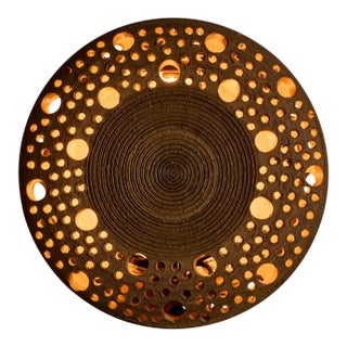 Early 1970s Per Bovin Hand Thrown Perforated Earthenware Plug-in Wall Lamp For Sale