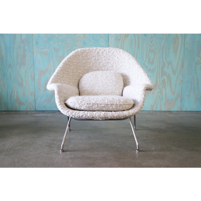 1960s White Attributed Knoll Womb Chair and Ottoman Holly Hunt Eero Saarinen Mid Century Modern For Sale - Image 11 of 13