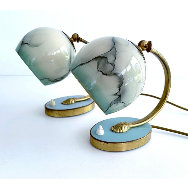 Art Deco Table Lamps in Brass and Glass, Set of 2 For Sale - Image 18 of 18