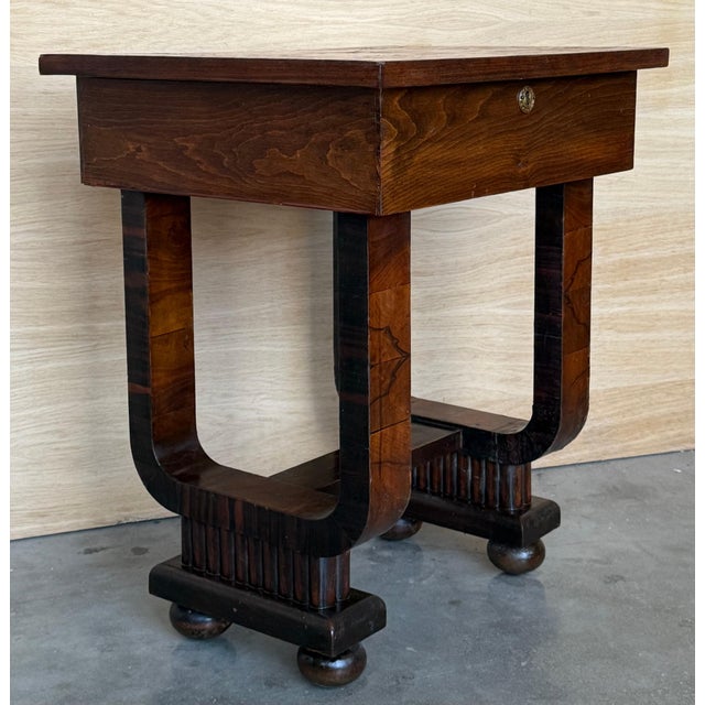 Mid 20th Century Art Deco Sewing Stand Work or Side table Table with Black Ebonized details For Sale In Miami - Image 6 of 18