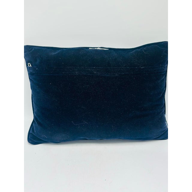 Textile Vintage Blue and White Needlepoint Pillow For Sale - Image 7 of 7