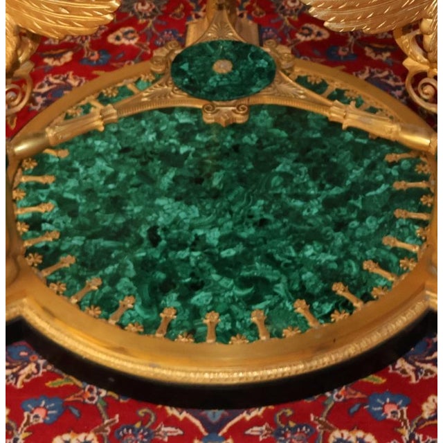 Mid 20th Century Russian Empire Style Gilt Bronze & Malachite Griffin Center Table For Sale In New York - Image 6 of 18