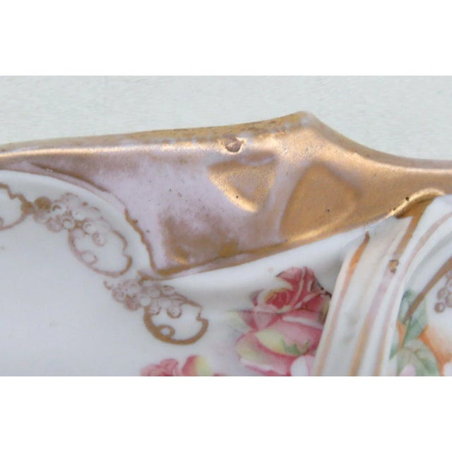 Mid 20th Century Mitchell Woodbury and Co Porcelain Roses Serving Candy Dish With Handle For Sale - Image 5 of 11