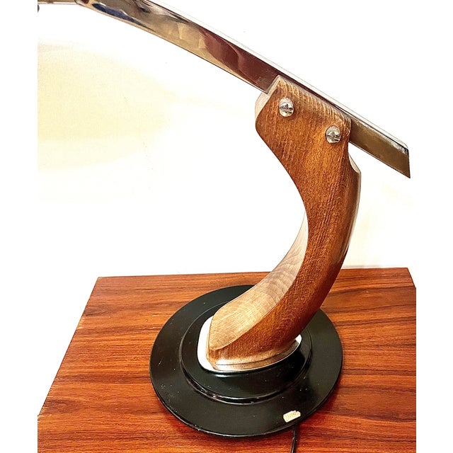 1960s President Desk Lamp by Fase Black Lacquered Edition and Mongoy Wood, 1968 For Sale - Image 5 of 7