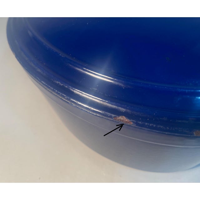 Traditional 7 Quart Dutch Oven Martha Stewart Lapis Blue Enamel Oval With Two Handles For Sale - Image 3 of 8