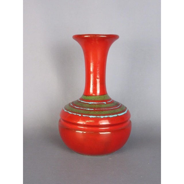 Vintage Modernist Red Glazed Ceramic Vase, Italy, 1960s For Sale - Image 6 of 6