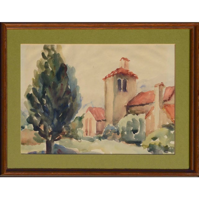 1960s Mid-Century California Mission Landscape Watercolor Painting, Framed For Sale In Monterey, CA - Image 6 of 6