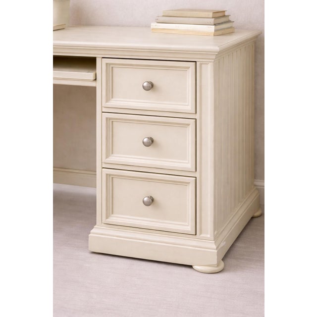 Late 20th Century Cream Painted Writing Desk With Pull-Out Keyboard Tray and Solid Wood Chair, Late 20th Century For Sale - Image 5 of 9