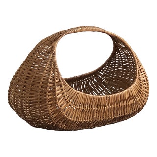 Antique French Style Wicker Market Basket For Sale