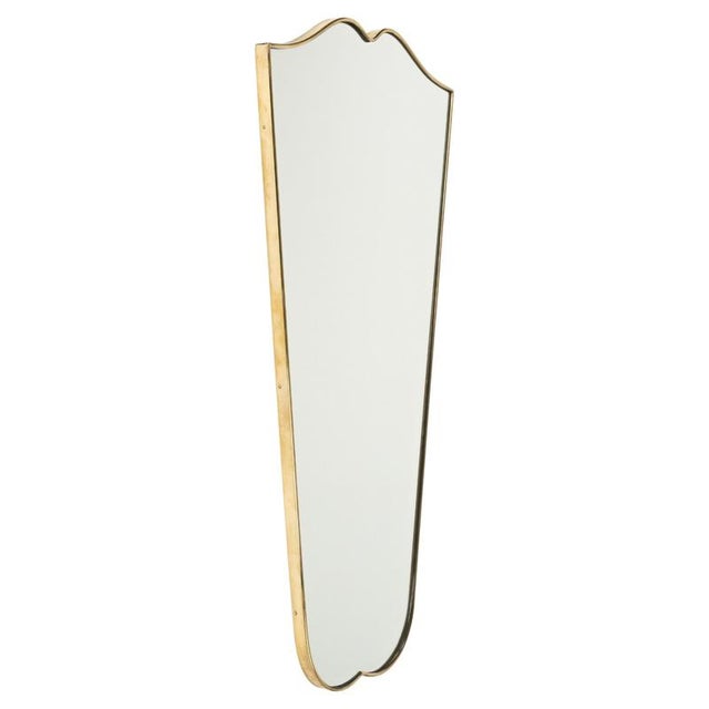 Midcentury Shield Shape Wall Mirror in Brass by Gio Ponti, 1950s For Sale - Image 12 of 12