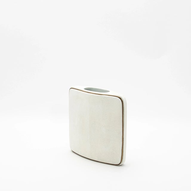 R & Y Augousti Shagreen Vase With Brass Details by R&y Augousti For Sale - Image 4 of 6