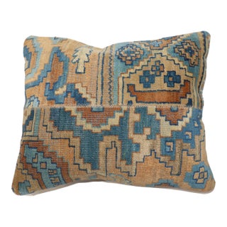 Blue Gold Indian Rug Pillow For Sale