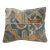 Blue Gold Indian Rug Pillow For Sale
