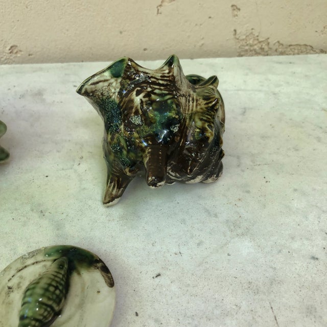 1950s Circa 1950 Majolica Shell Creamer & Sugar Bowl Set- 2 Pieces For Sale - Image 5 of 6