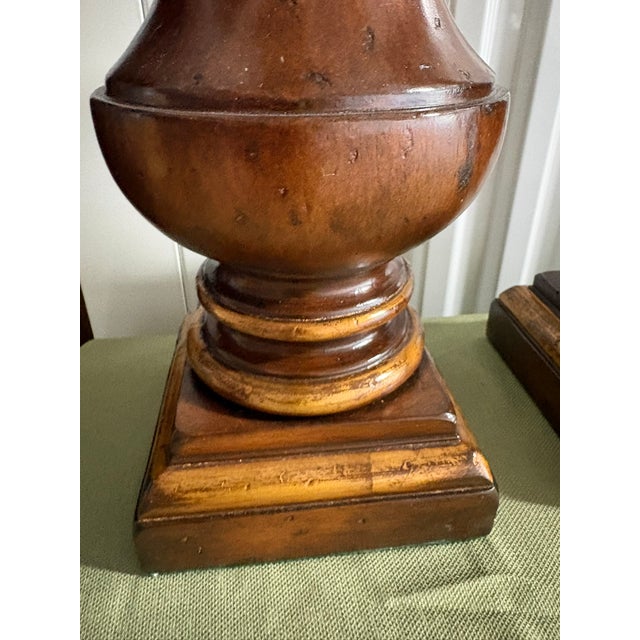 Pair of Wood and Gold Painted Lamps, Early 20th Century For Sale - Image 4 of 5