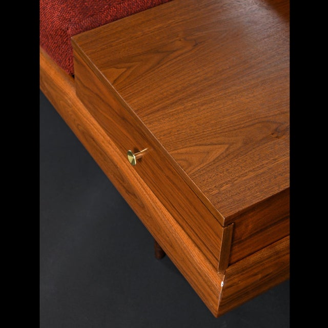 Adrian Pearsall 1709-S Style Platform Sofa With Floating Walnut End Tables For Sale - Image 11 of 15