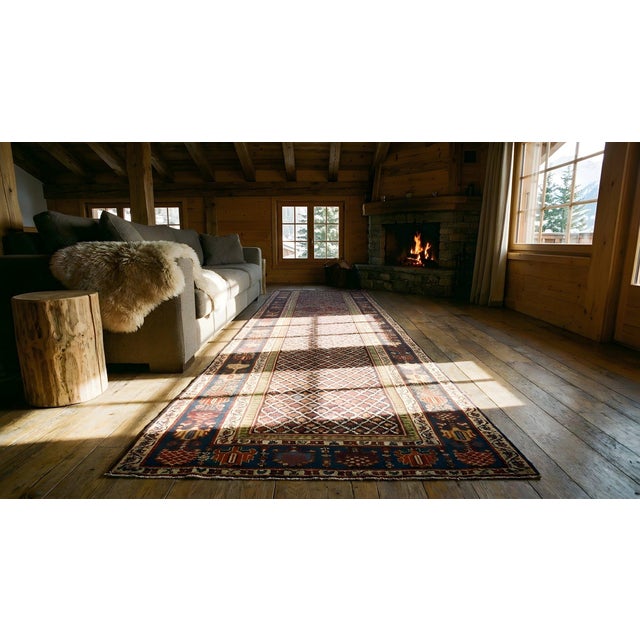 Magnificent Dots Pattern Ion a Black Background Color Antique Persian Rug For Sale - Image 13 of 13