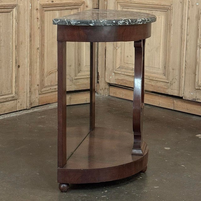 Empire Demilune Lyre Console in Mahogany With St. Anne Marble Top For Sale - Image 13 of 18