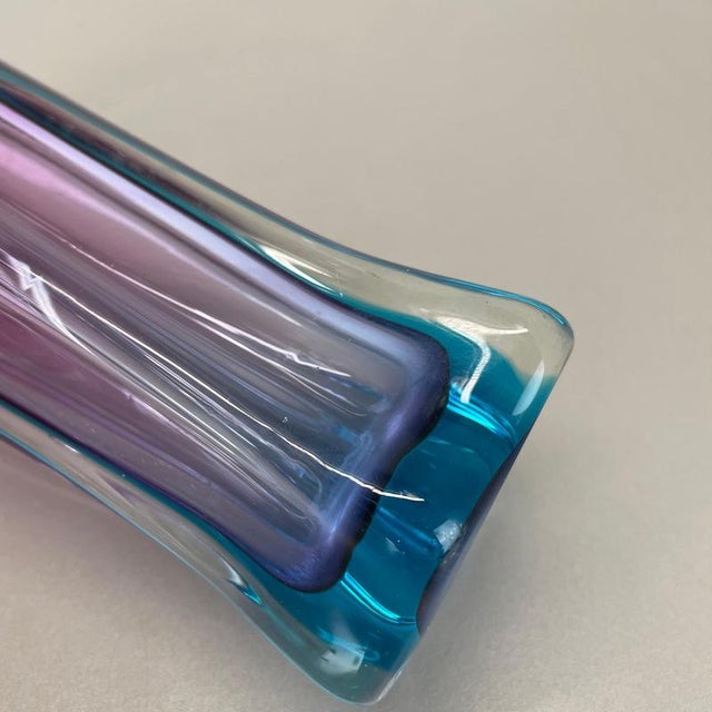 Large Sculptural Pink and Blue Murano Glass Vase, Italy, 1970s For Sale - Image 14 of 18