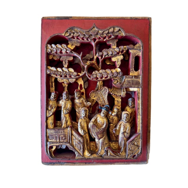Antique Chinese Gilt-Wood High-Relief Carved Wall Panel For Sale - Image 11 of 11