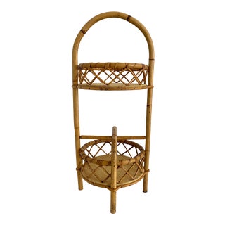 French Mid-Century Bamboo Bar Cart For Sale