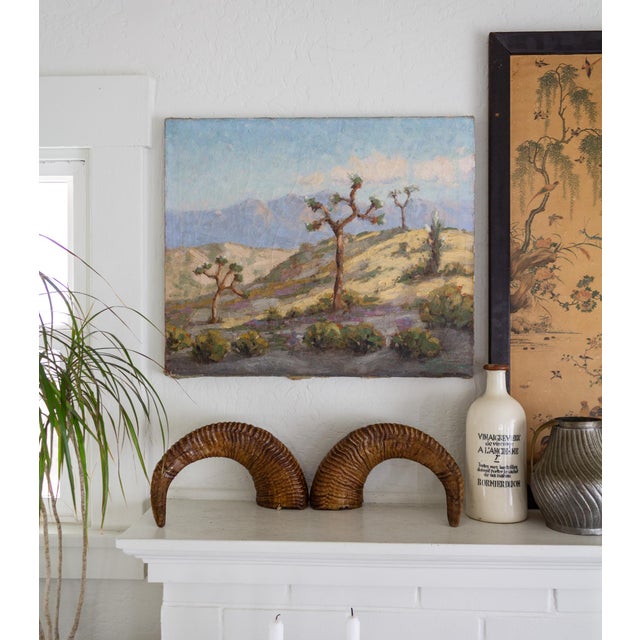 Antique Joshua Tree California Desert Landscape Signed Oil Painting For Sale - Image 12 of 14