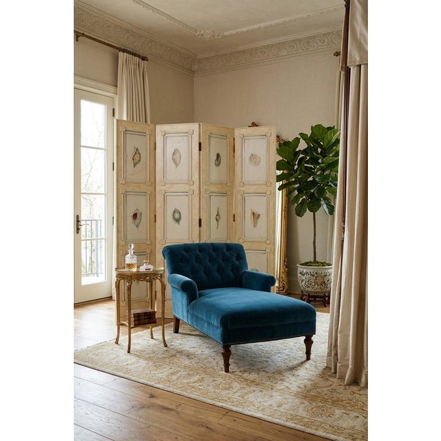 1980s Four-Panel Hand-Painted Wooden Room Divider Screen For Sale - Image 9 of 10