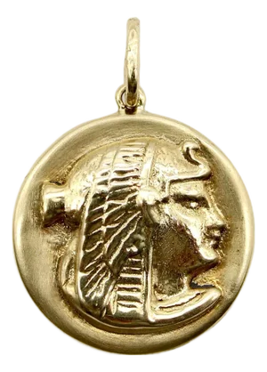 1990s 14k Gold Egyptian Revival Nekhbet Charm or Pendant