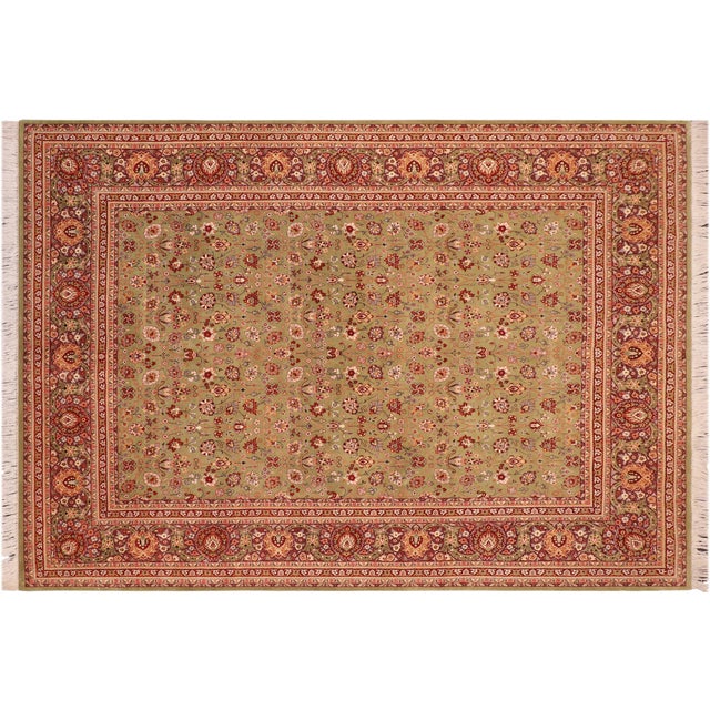 Auburn Shabby Chic 1990's Green/Aubergine Wool Rug - 8'0'' X 10'5'' For Sale - Image 8 of 9