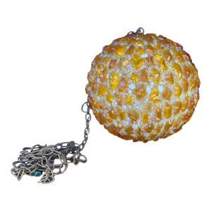 Mid Century Modern Chunky Lucite Orange Rock Candy Hanging Swag Ball 1960's