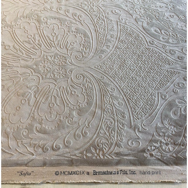 English 12 Yards of Cut Velvet Chocolate Brown Damask by Brunschwig & Fils For Sale - Image 3 of 10