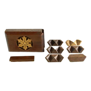 Mid 20th Century Novelty Hand-Carved Wooden Box With Puzzle Inside
