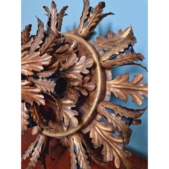 Gold Large Gold Metal Ceiling Light from Banci Firenze, Italy, 1960s For Sale - Image 8 of 16