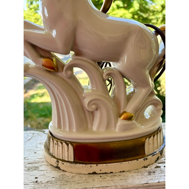 Art Deco Vintage Art Deco Equestrian Porcelain Horse Sculpture Table Lamp For Sale - Image 3 of 12