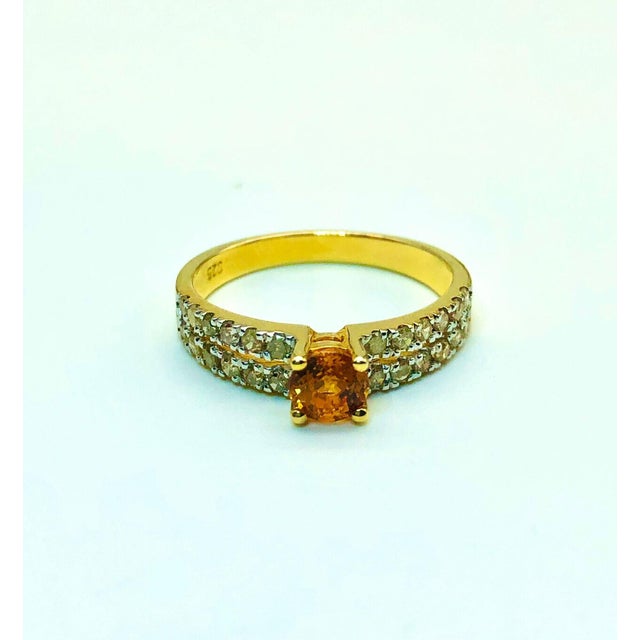 Bochic "Capri" Vintage Cognac Sapphire & Diamond Ring Set 18K Gold & Silver For Sale - Image 13 of 18