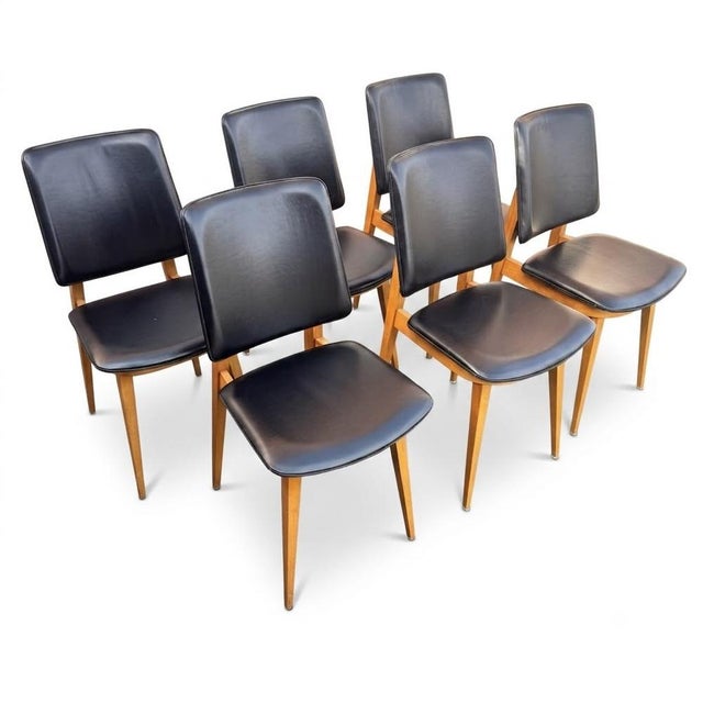 Vintage Scandinavian Chairs in Leatherette, 1960s, Set of 6 For Sale - Image 16 of 16