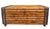 Vintage British Colonial storage trunk crafted with split bamboo over a hardwood case, accented by carved wood trim and...
