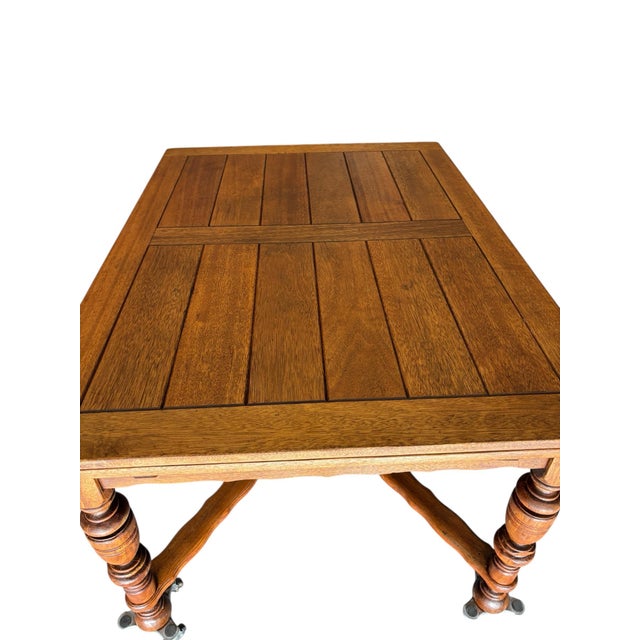 1920s Beautiful Unique Solid Mahogany Draw Leaf Table For Sale - Image 9 of 9