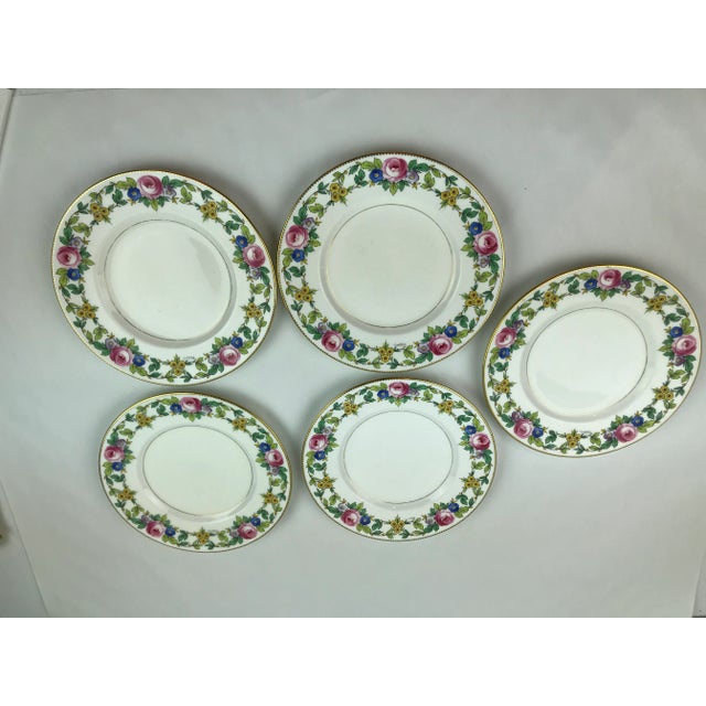 Minton Gilded Rose Lunch Plates Signed, J. Colclough Set of 5 For Sale - Image 13 of 13