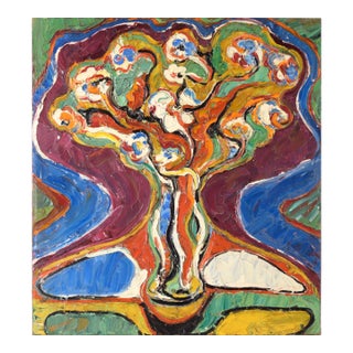 "Blumen Bild " Heavy Impasto Expressionist Flower Still Life by Harald Dry Schmidt For Sale