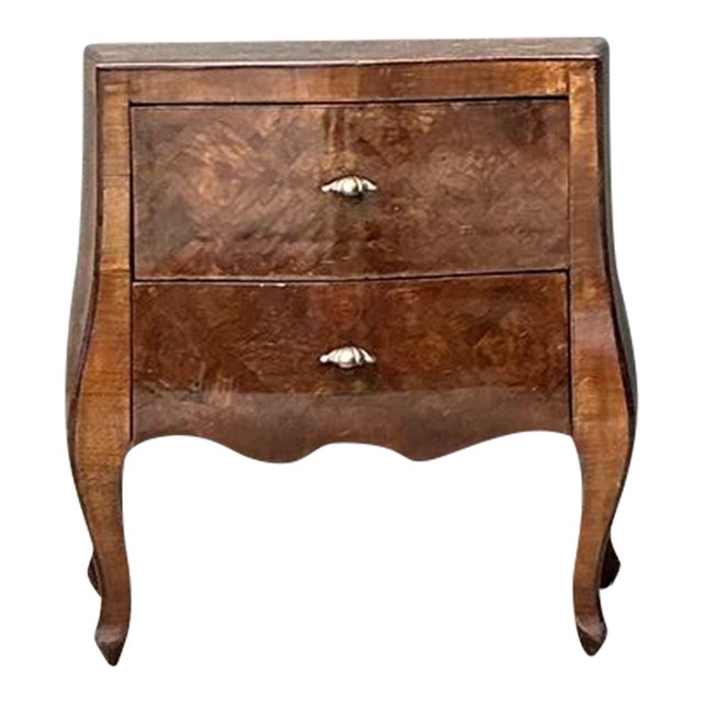 Vintage Italian Trellis Burl Petite Commode For Sale