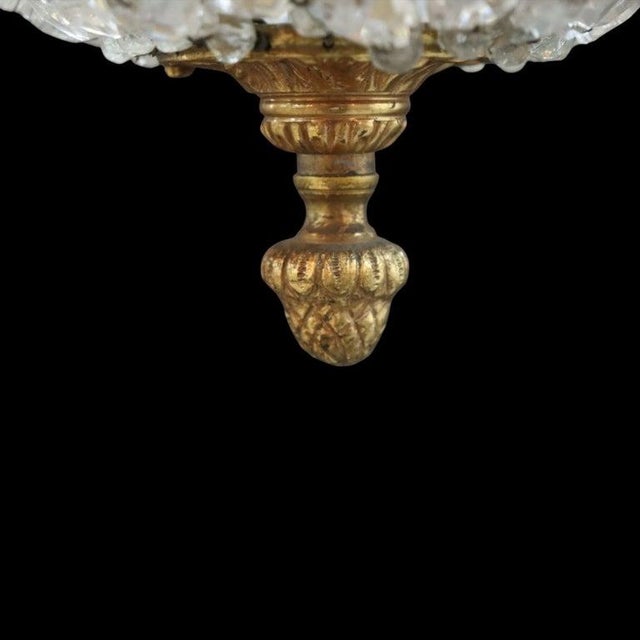 1920s Antique French Brass & Cut Crystal 3-Light Chandelier C1920 For Sale - Image 5 of 9