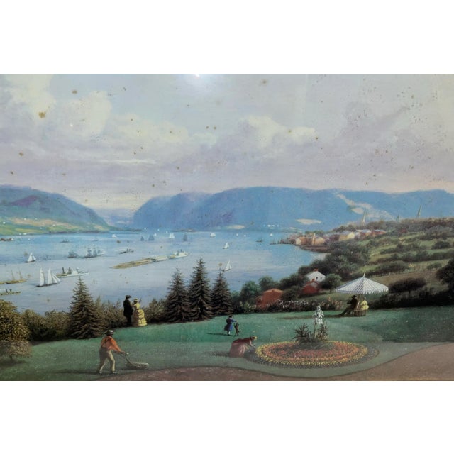 1950s Vintage Framed Print of Newburgh by Hudson of Park Overlooking the River For Sale - Image 5 of 6