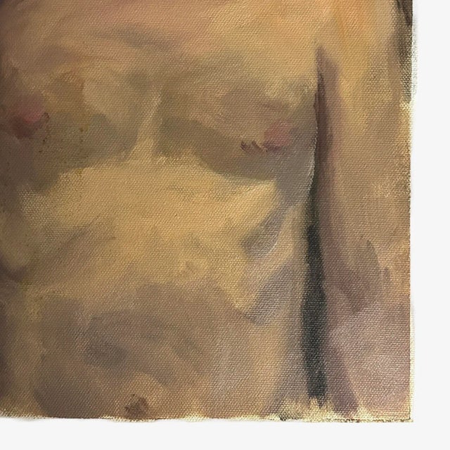 Mid-Century Modern Vintage Realist Chiaroscuro Figurative Portrait of Male Sitter (Oil on Canvas Paper) For Sale - Image 3 of 3