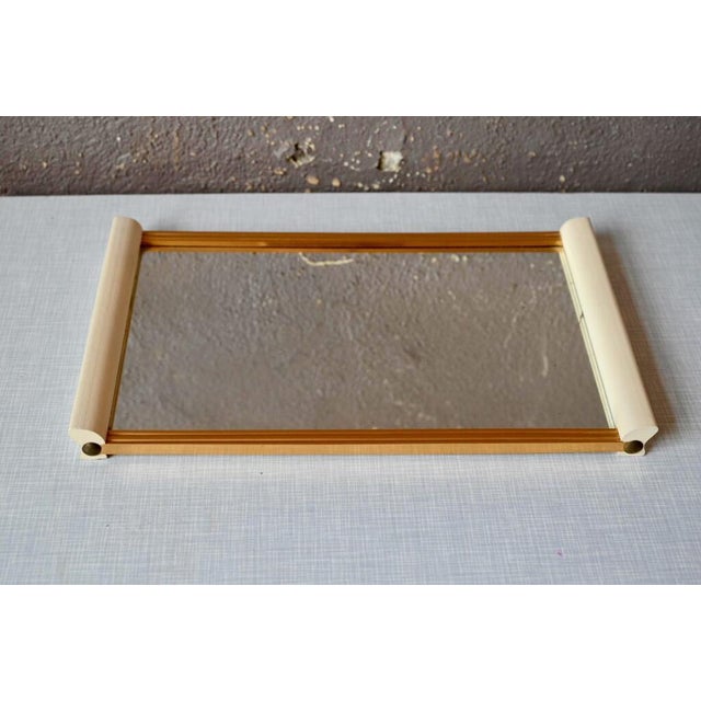 Art Deco White and Gold Mirror Service Tray, France, 1960s For Sale - Image 9 of 9