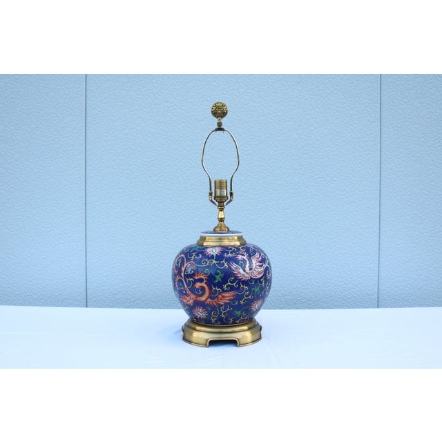 Metal Vintage Late 20th-Century Wildwood Chinoiserie Ginger Jar Porcelain Table Lamp For Sale - Image 7 of 17