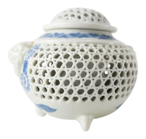 Japanese Blue and White Reticulated Censer