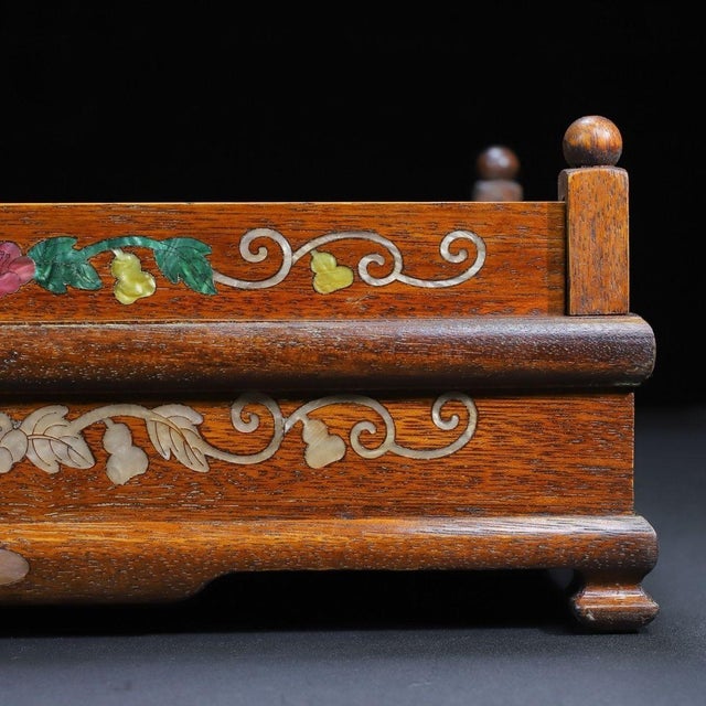 Huali Rosewood Tray Box Inlaid With Mother-of-Pearl For Sale - Image 9 of 10