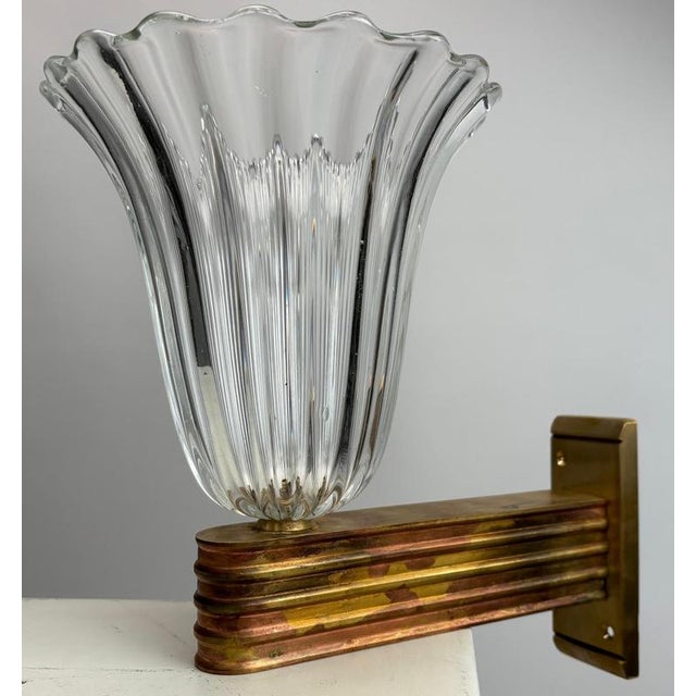 Murano Glass Wall Lamps attributed to Ercole Barovier, Italy, 1940s, Set of 2 For Sale - Image 3 of 13